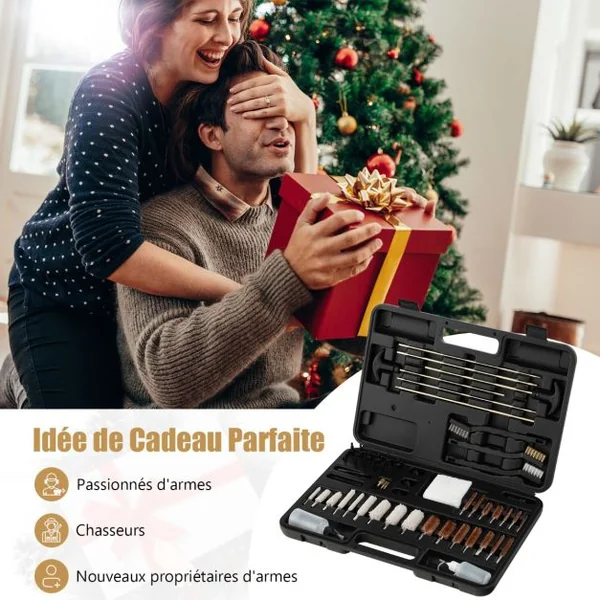 108pcs Kit d'Outils de Nettoyage des Arme à Feu Universel avec Mallette de Transport en Aluminium Accessoires en Laiton Noir