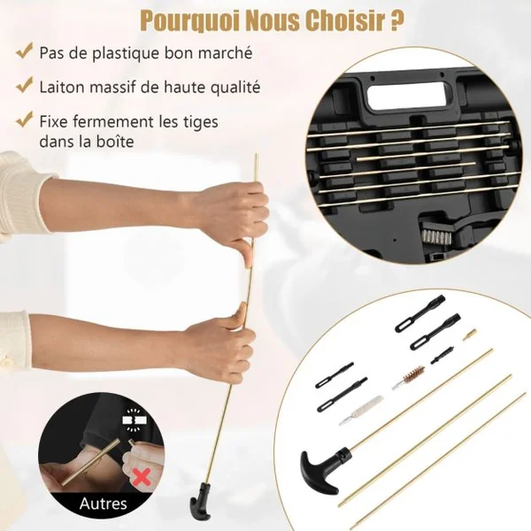 108pcs Kit d'Outils de Nettoyage des Arme à Feu Universel avec Mallette de Transport en Aluminium Accessoires en Laiton Noir
