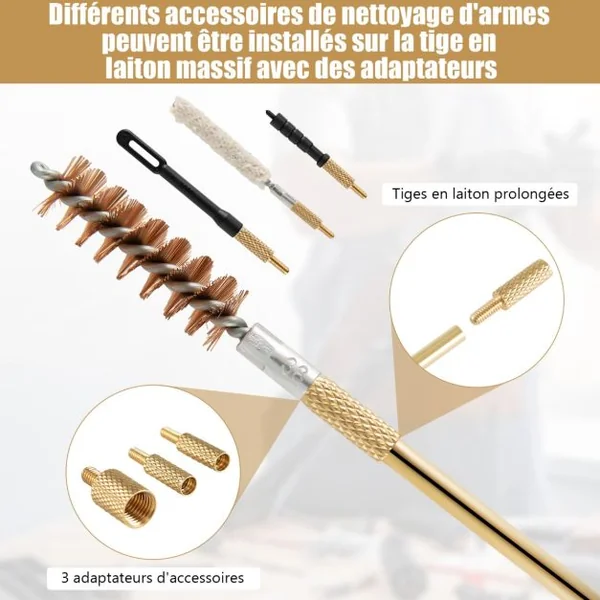 108pcs Kit d'Outils de Nettoyage des Arme à Feu Universel avec Mallette de Transport en Aluminium Accessoires en Laiton Noir