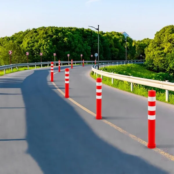 10 Poteaux de Signalisation de Hauteur 65,5CM Dia. 8CM en Plastique Contrôle du Trafic Anti-Collision avec Bandes Réfléchissantes de 5CM