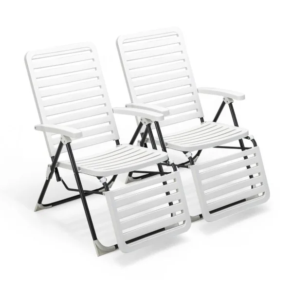 1/2 Chaise Longue Inclinable avec Dossier Réglable à 7 Niveaux Transat Bain de Soleil Fauteuil de Jardin pour Piscine Plage