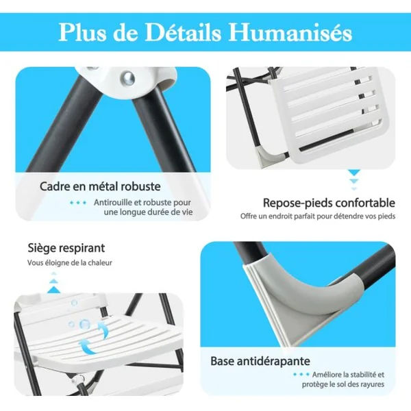 1/2 Chaise Longue Inclinable avec Dossier Réglable à 7 Niveaux Transat Bain de Soleil Fauteuil de Jardin pour Piscine Plage