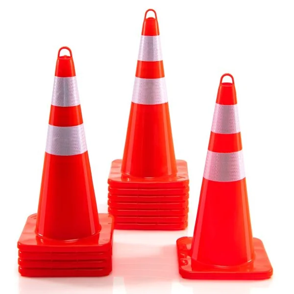 12 Cônes de Signalisation Réfléchissante H 72 cm en PVC pour Parking Trafic Route Terrain de Sport