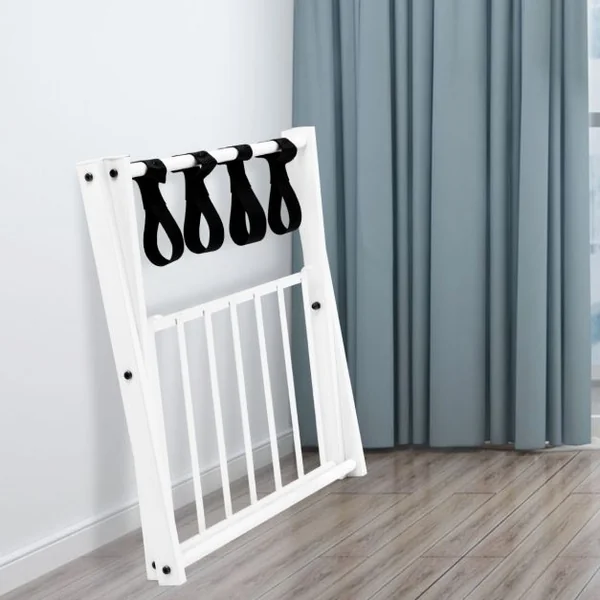 1/2 Support(s) de Bagages Pliable Porte Valise 68x43x58 CM avec 2 Etages et 4 Sangles Blanc