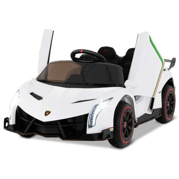12V Lamborghini Voiture Electrique Enfant avec Télécommande 2,4G Blanc