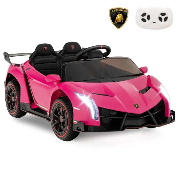 12V Lamborghini Voiture Electrique Enfants avec Télécommande 2,4G Rose