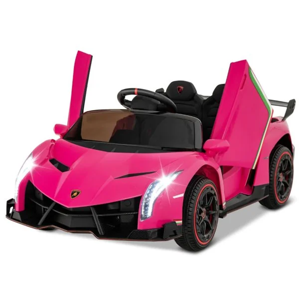 12V Lamborghini Voiture Electrique Enfants avec Télécommande 2,4G Rose