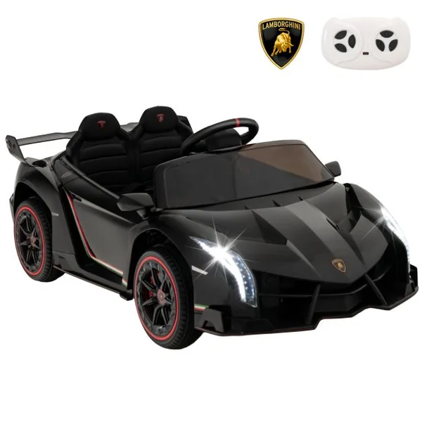 12V Lamborghini Voiture Electrique Enfants avec Télécommande 2,4G Véhicule Electrique avec Lumières LED & Musique Charge 30kg pour 3-8 Ans Noir