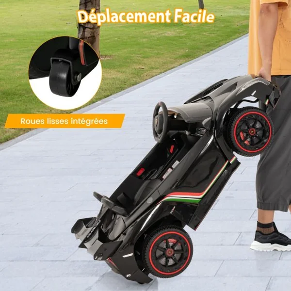 12V Lamborghini Voiture Electrique Enfants avec Télécommande 2,4G Véhicule Electrique avec Lumières LED & Musique Charge 30kg pour 3-8 Ans Noir
