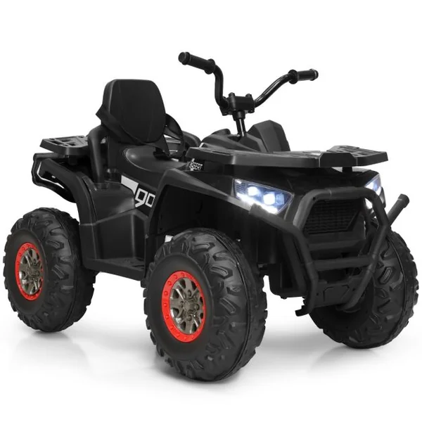 12V Quad Electrique Enfants avec Lumières LED et Musique Véhicule Electrique Enfants avec 2 Vitesses 4 Roues Antidérapantes Charge 50kg pour 3 Ans+ Noir/Rouge