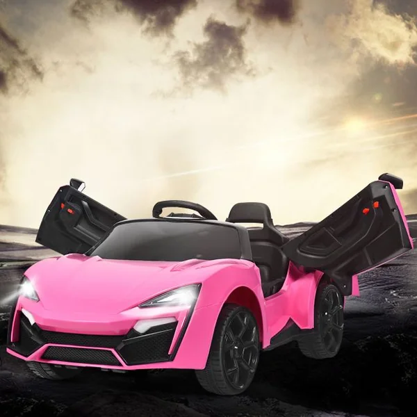 12V Voiture Électrique Enfants Avec Télécommande 2,4 G Véhicule Électrique Avec Musique Et Lumières Led Suspension à Ressort Démarrage Lent Charge 25kg Pour Enfants De 3-8 Mois Rose