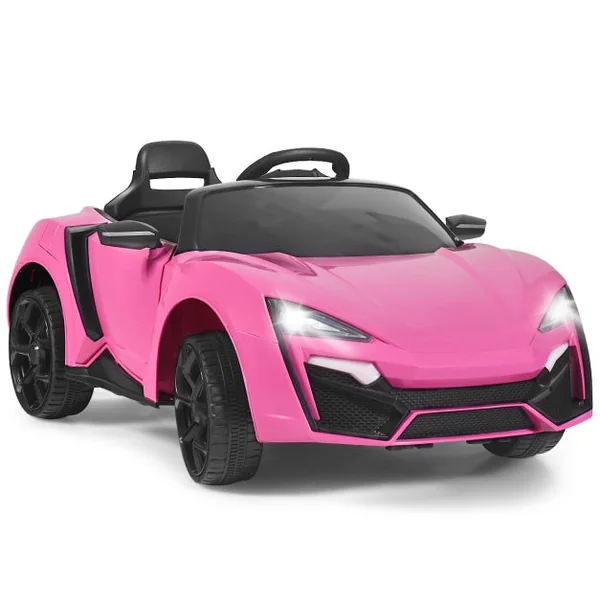12V Voiture Électrique Enfants Avec Télécommande 2,4 G Véhicule Électrique Avec Musique Et Lumières Led Suspension à Ressort Démarrage Lent Charge 25kg Pour Enfants De 3-8 Mois Rose