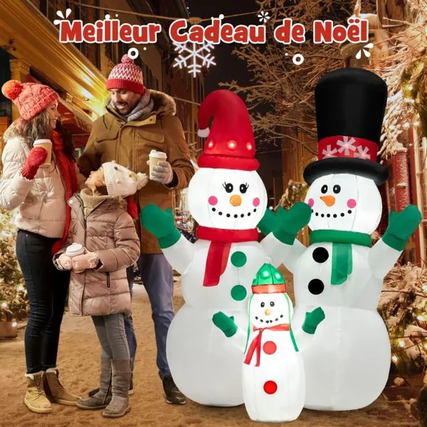 175 cm Bonhommes Neige Noël Gonflable Décorations Gonflables de Noël avec Lumières LED et Gonfleur pour Extérieur/Intérieur