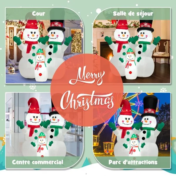 175 cm Bonhommes Neige Noël Gonflable Décorations Gonflables de Noël avec Lumières LED et Gonfleur pour Extérieur/Intérieur