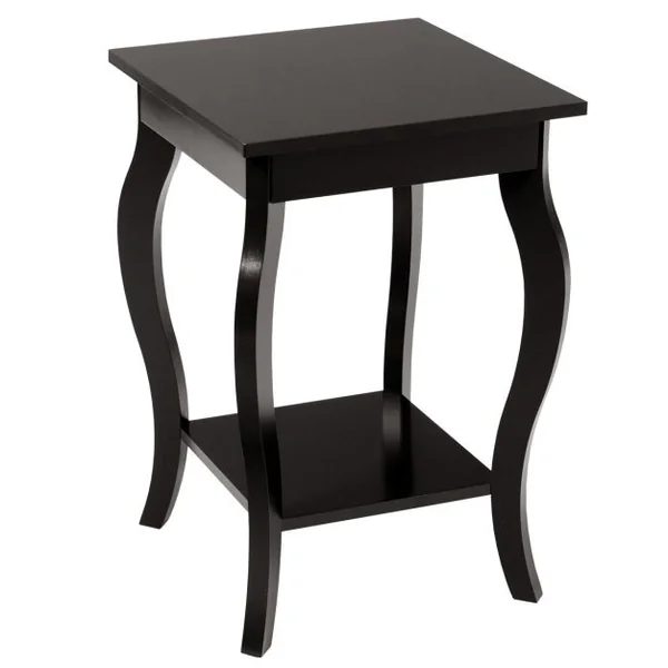 1 ou 2 Tables d'Appoint Bout de Canapé 2 Niveaux Table de Chevet Carrée avec Patins Antidérapants 40 x 40 x 60 cm Café/Blanc