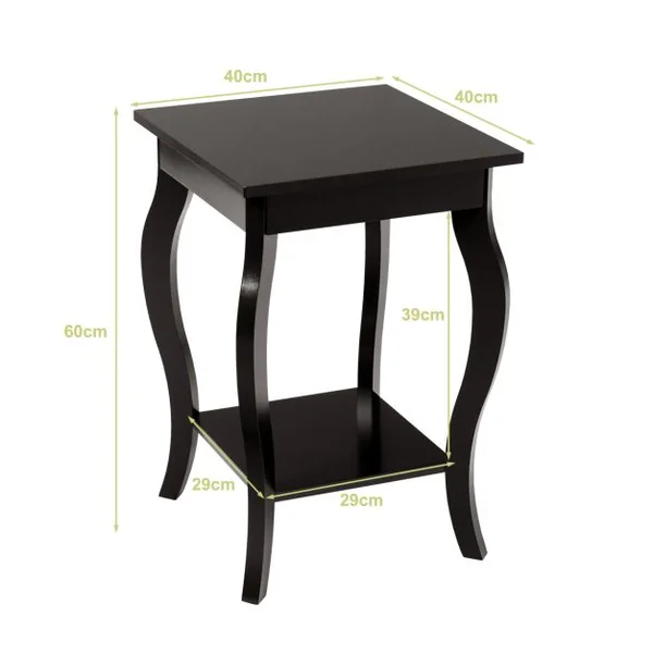 1 ou 2 Tables d'Appoint Bout de Canapé 2 Niveaux Table de Chevet Carrée avec Patins Antidérapants 40 x 40 x 60 cm Café/Blanc