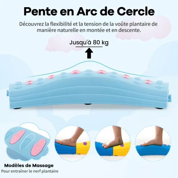 20 Pièces Poutre d'Équilibre Empilable Enfants avec Patin Antidérapant Tremplins d'Équilibre avec Connexion Ferme Amovible Charge 80kg Rose