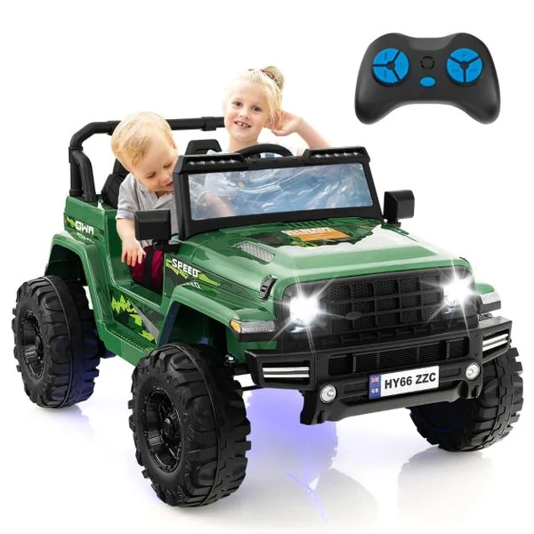 24V Voiture Électrique 2 Places Enfants avec Télécommande 2,4G Musique LED Démarrage Lent 2 Vitesses Charge 35kg pour 3-8 Ans+ Rouge/Rose/Vert