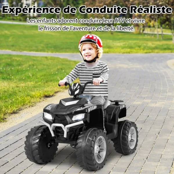 24V Voiture Électrique Enfant avec Musique & Lumières LED Vitesse 2,8/5 km/h Charge 35kg pour 3-8 Ans Noir