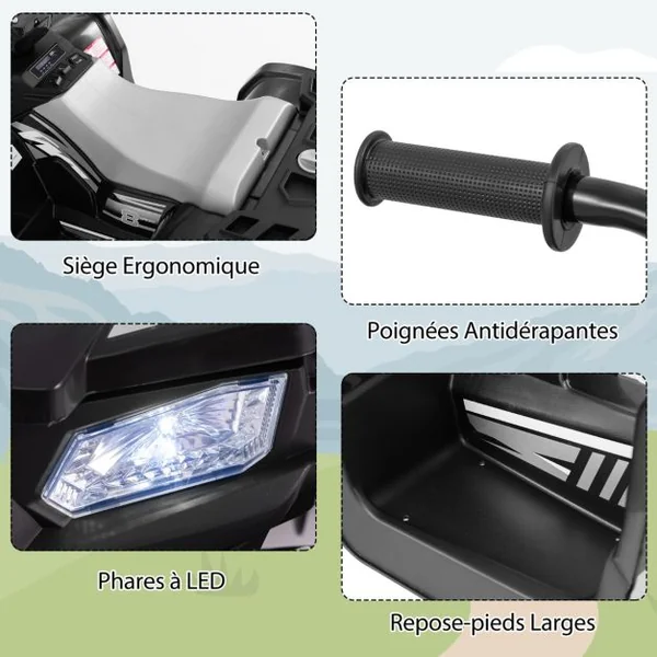 24V Voiture Électrique Enfant avec Musique & Lumières LED Vitesse 2,8/5 km/h Charge 35kg pour 3-8 Ans Noir