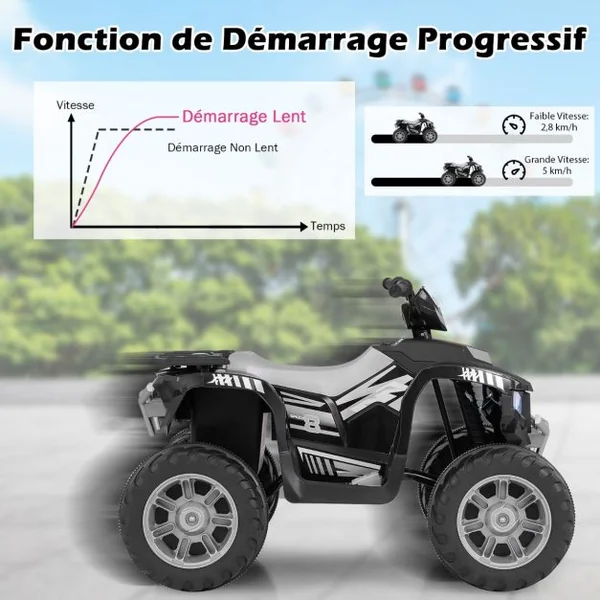 24V Voiture Électrique Enfant avec Musique & Lumières LED Vitesse 2,8/5 km/h Charge 35kg pour 3-8 Ans Noir