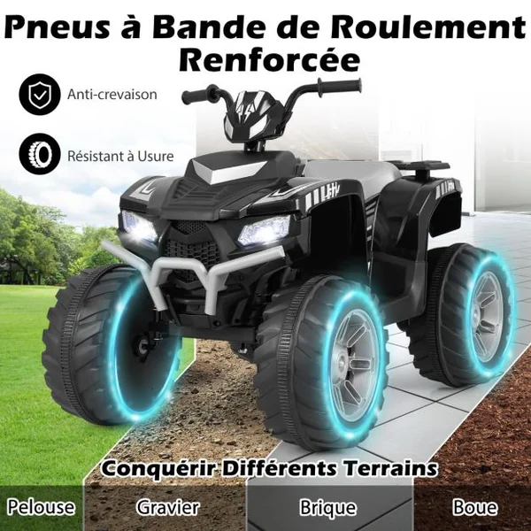 24V Voiture Électrique Enfant avec Musique & Lumières LED Vitesse 2,8/5 km/h Charge 35kg pour 3-8 Ans Noir