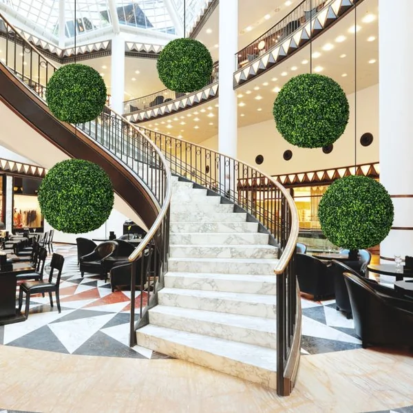 2 Boules 48 cm Plante Artificielle Topiaire UV-Proof Faux Plantes pour Intérieur et Extérieur
