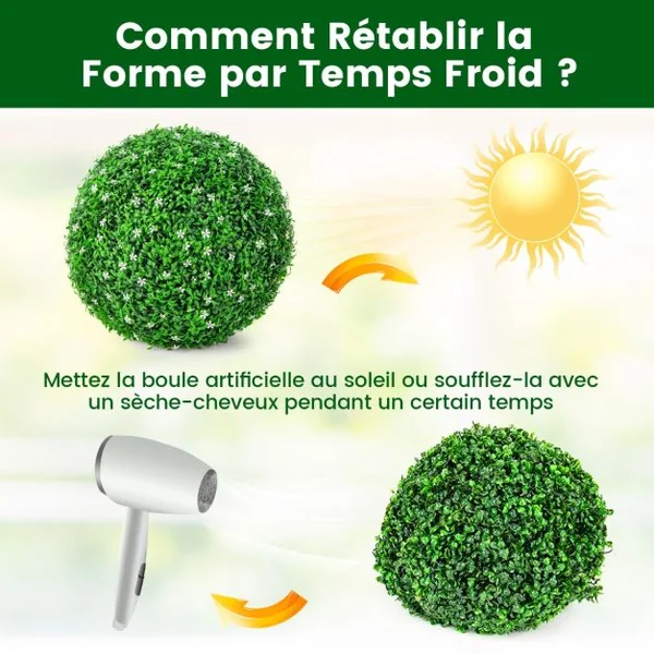 2 Boules 49 cm Plante Artificielle Topiaire UV-Proof Faux Plantes pour Intérieur et Extérieur