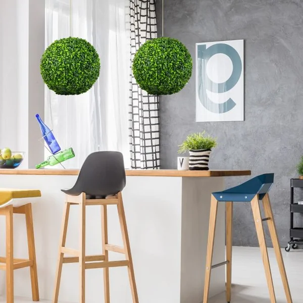 2 Boules de Buis Artificielles 40 cm Résistantes aux UV Plantes de Faux en Boules Topiaire Décoratives pour Intérieur Extérieur