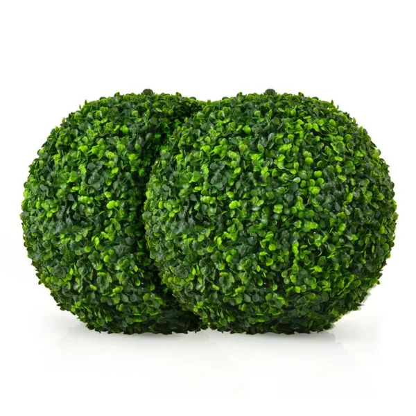 2 Boules de Buis Artificielles 40 cm Résistantes aux UV Plantes de Faux en Boules Topiaire Décoratives pour Intérieur Extérieur