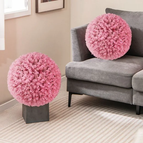 2 Boules Topiaires Artificielles 44 cm Résistantes aux UV Plantes de Faux en Boules 7 Couches de Feuilles Sphère de Jardin