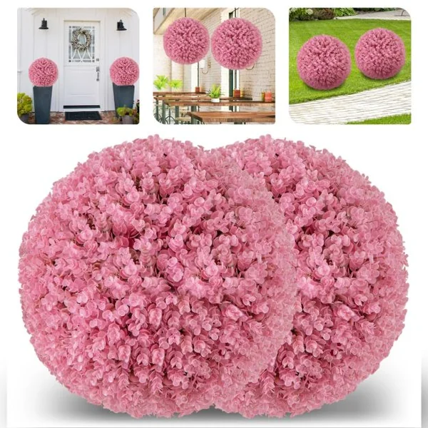 2 Boules Topiaires Artificielles 44 cm Résistantes aux UV Plantes de Faux en Boules 7 Couches de Feuilles Sphère de Jardin