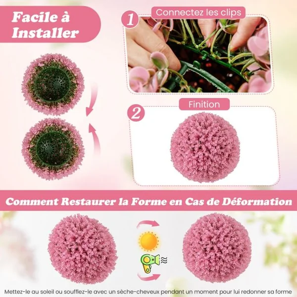 2 Boules Topiaires Artificielles 44 cm Résistantes aux UV Plantes de Faux en Boules 7 Couches de Feuilles Sphère de Jardin