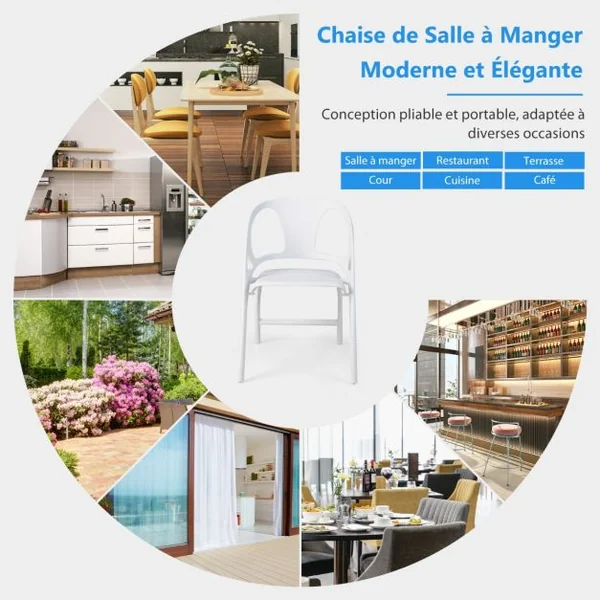 2 Chaises de Salle à Manger Pliable en Plastique Utilisation Intérieur et Extérieur Vert