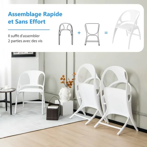 2 Chaises de Salle à Manger Pliable en Plastique Utilisation Intérieur et Extérieur Vert