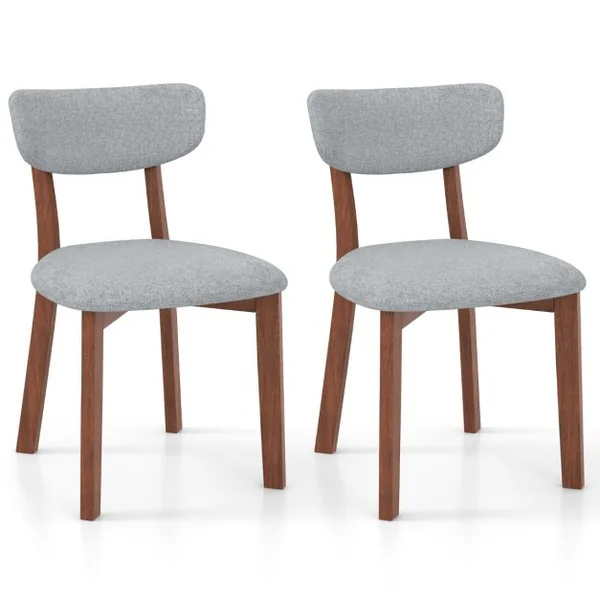 2 Chaises Salle à Manger Chaise en Bois d'Hévéa Dossier Siège Rembourré Coussin Doux Hauteur d’Assise 48 CM Chaise pour Salon Restaurant Gris