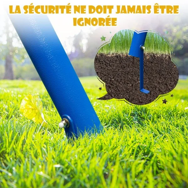 2 en 1 Balançoire Enfant avec 2 Sièges & 1 Face à Face Portique de Balançoire en Métal avec Cadre en Forme A Charge 50kg pour 3-12 Ans Bleu