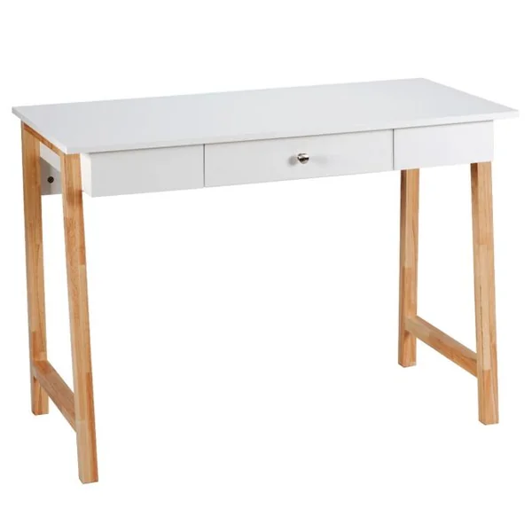 2 en 1 Bureau Informatique Table Coiffeuse en Bois avec Grand Plan de Travail 106,5x50x75,5CM Marron
