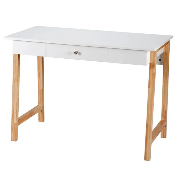 2 en 1 Bureau Informatique Table Coiffeuse en Bois avec Grand Plan de Travail 106,5x50x75,5CM Marron