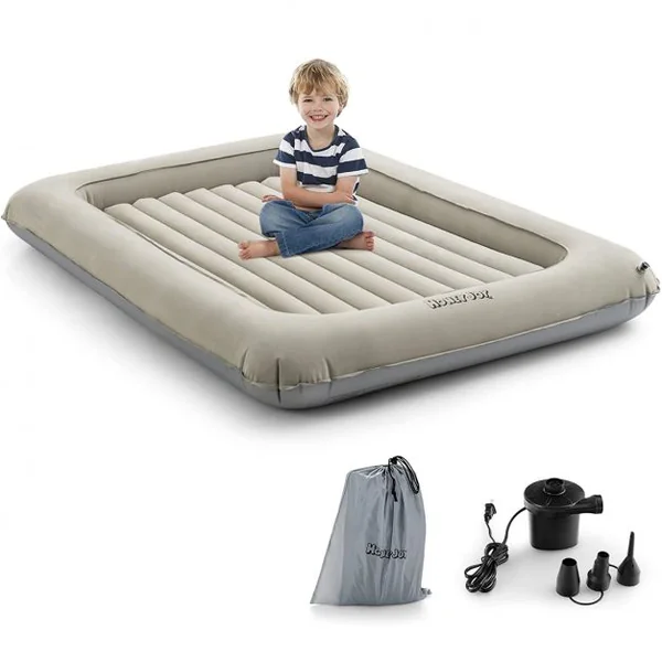 2 en 1 Lit Gonflable pour Enfants Auto-gonflage Rapide en 1 Minute Lit de Voyage Gonflable pour Enfants avec Matelas Amovible