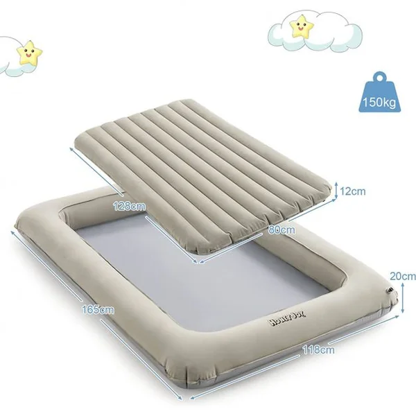 2 en 1 Lit Gonflable pour Enfants Auto-gonflage Rapide en 1 Minute Lit de Voyage Gonflable pour Enfants avec Matelas Amovible
