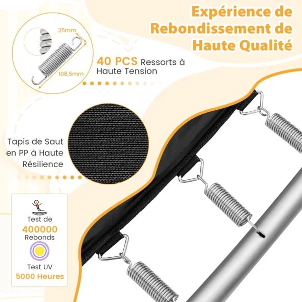 2 en 1 Trampoline Enfants (190x122cm) avec Balançoire Amovible Trampoline de Jardin avec Filet de Sécurité Charge 100kg pour 3 Ans+ Bleu/Orange