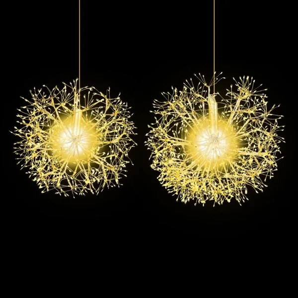 2 Lampes de Noël à Suspendre en Forme de Pissenlit 54 cm et 44 cm Décorations d'Extérieur Pré-éclairées 1488 LED Blanc Chaud Boule
