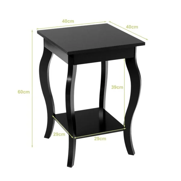 2 Tables d'Appoint Bout de Canapé 2 Niveaux Table de Chevet Carrée avec Patins Antidérapants pour Chambre Salon 40 x 40 x 60 cm Bleu/Noir/Blanc