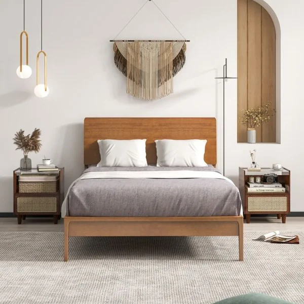 2 Tables de Chevet avec Tiroir Table d'Appoint en Bambou avec Plateau en VerrePieds en Bois Massif 43 x 35 x 50 cm Brun/Naturel