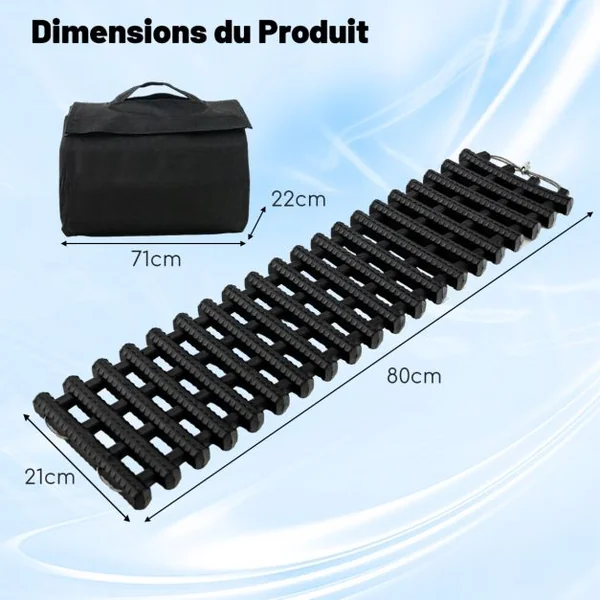 2 Tapis de Traction pour Pneus Plaques de Récupération TPR Portables Aide à la Traction d'Urgence avec Sac 60x21cm (L x l)