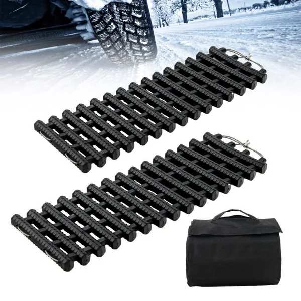 2 Tapis de Traction pour Pneus Plaques de Récupération TPR Portables Aide à la Traction d'Urgence avec Sac 60x21cm (L x l)