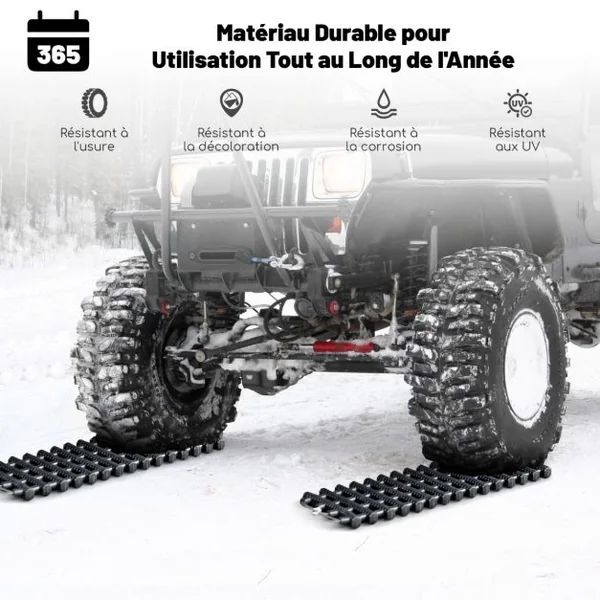 2 Tapis de Traction pour Pneus Plaques de Récupération TPR Portables Aide à la Traction d'Urgence avec Sac 60x21cm (L x l)