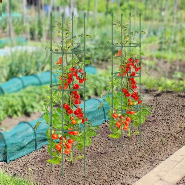2 Treillis Obélisque de Jardin pour Plantes Support pour Plantes Grimpantes en Métal Réglable de 143 cm de Haut Cage et Supports 2 en 1 Vert