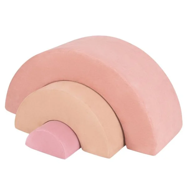 3 Blocs de Mousse pour Bébé Jouets d'escalade Equipement de Jeu d'Intérieur Doux avec Rembourrage Elastique Arche et Tunnel Rampant Rose/Gris